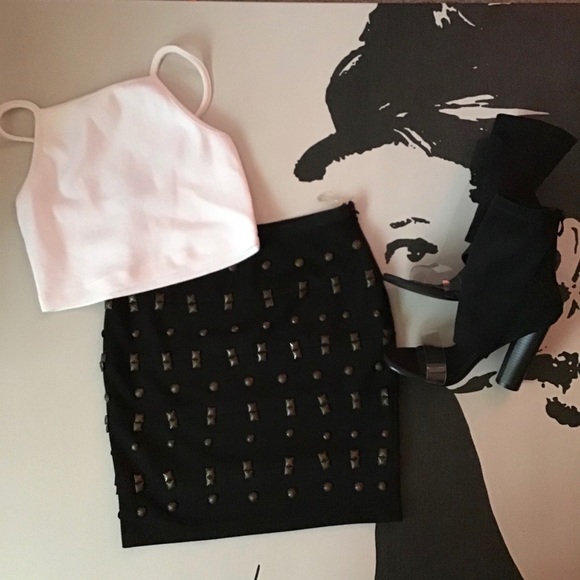 Do & Be | Black Studded Mini Skirt - Picture 1 of 4